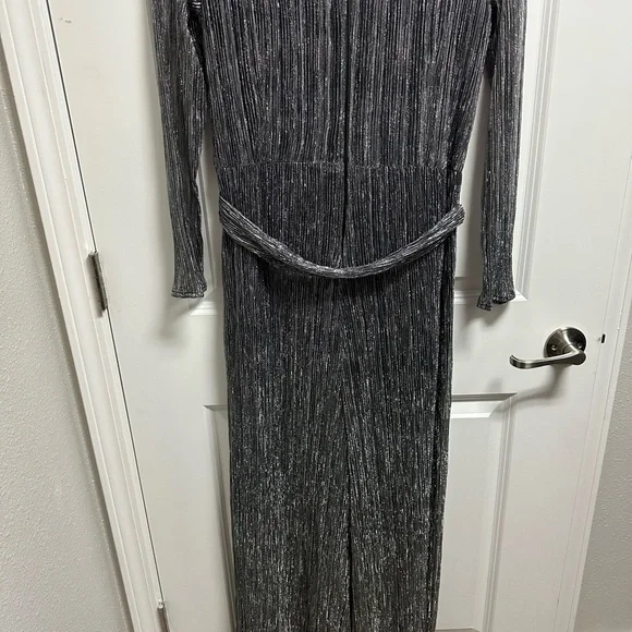 Gently Used Eliza J Elegant Silver Wrap jumpsuit - Picture 7 of 8